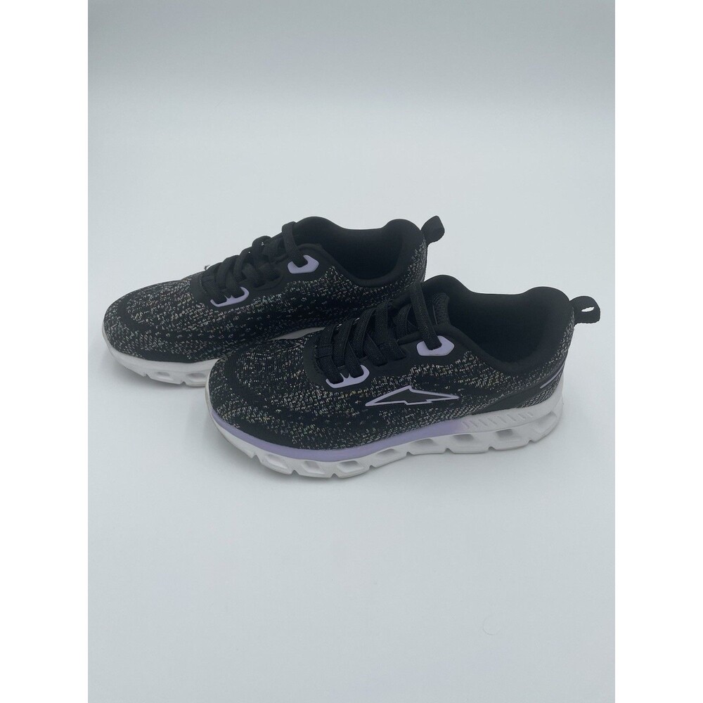 Avia Big Girls Size 3 Purple Black White Slip On Sneakers Memory Foam